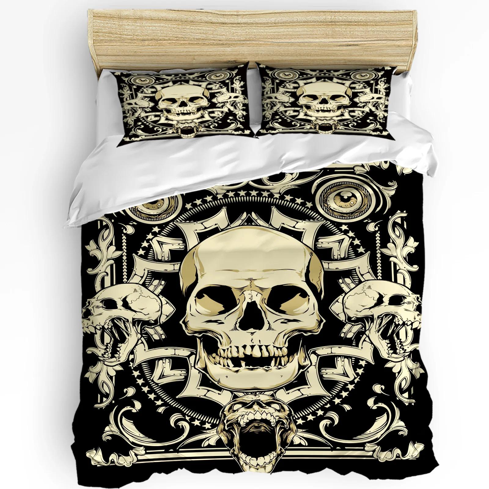 Terror Skull Bedding Set 3pcs Boys Girls Duvet Cover Pillowcase Kids Adult Quilt Cover Double Bed Set Home Textile